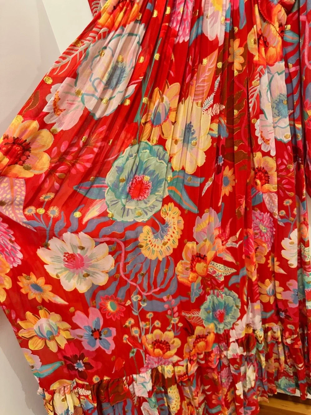 FARM Rio Red Floral Maxi Dress with Multicolor Blooms - Picture 5 of 13